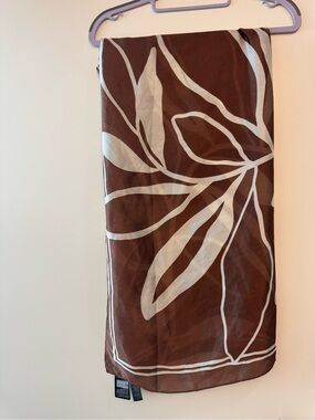 H&M Brown and Cream Scarf with Large Floral Print